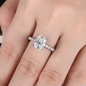 Certified 18k White Gold 3.30cttw Diamond Ring Engagement Moissanite 925 Wedding